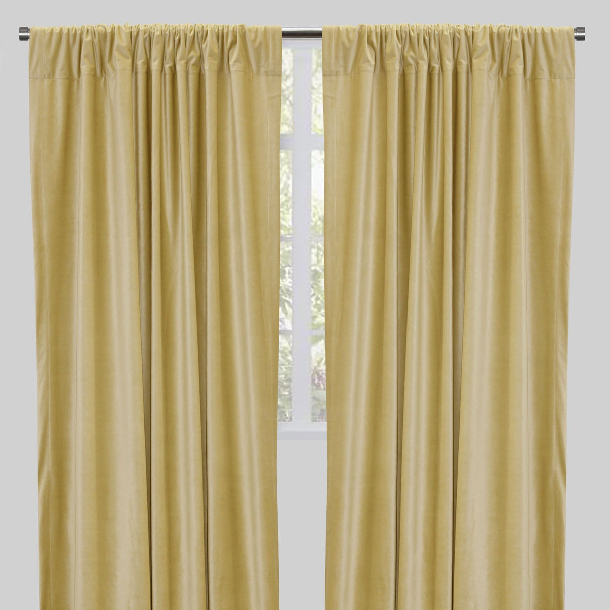 Tuscan Shiny Solid Velvet Fabric - Solid Velvet Curtain Panels, 54" Width X 96" Height, Rod Pocket (2 Panels)
