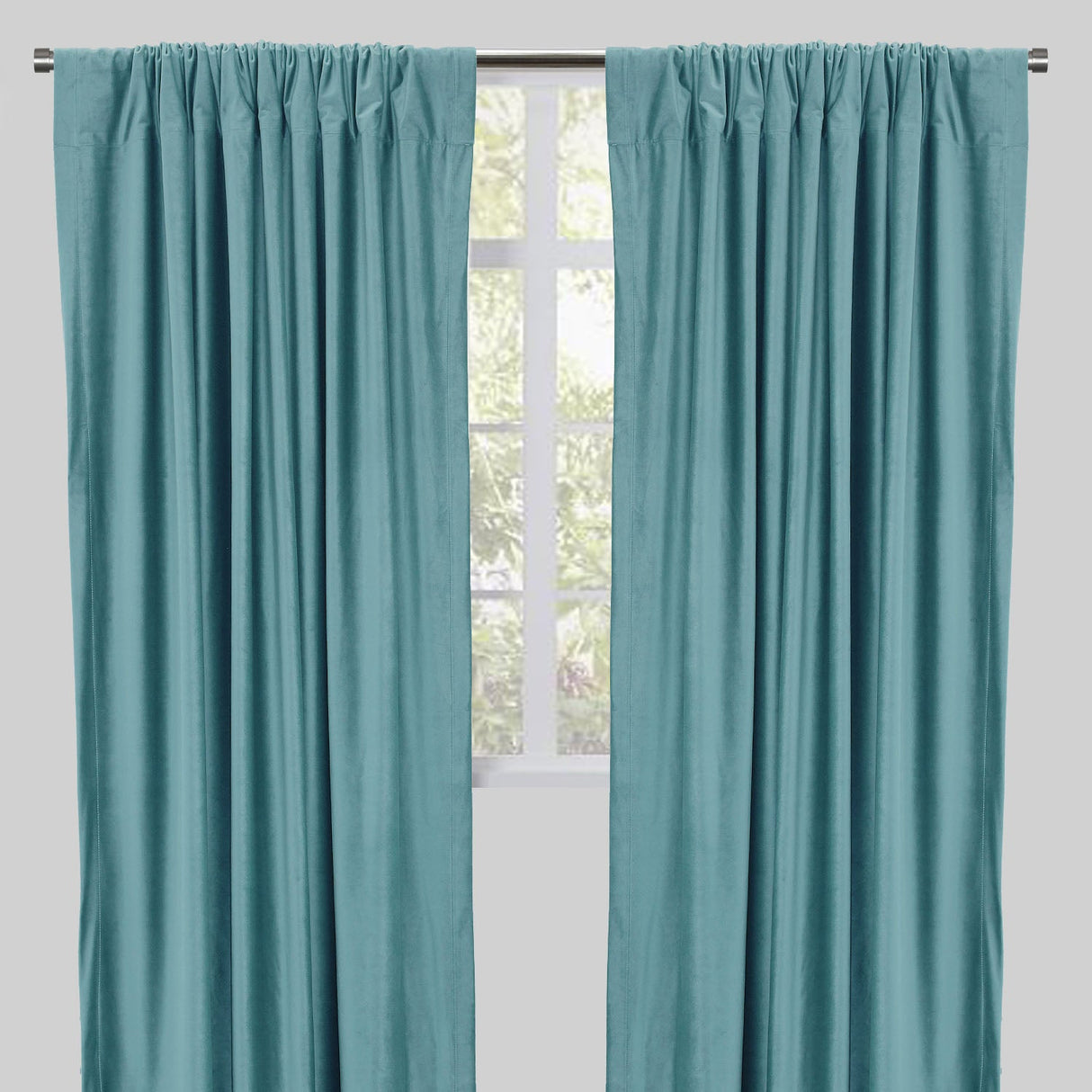 Tuscan Shiny Solid Velvet Fabric - Solid Velvet Curtain Panels, 54" Width X 96" Height, Rod Pocket (2 Panels)