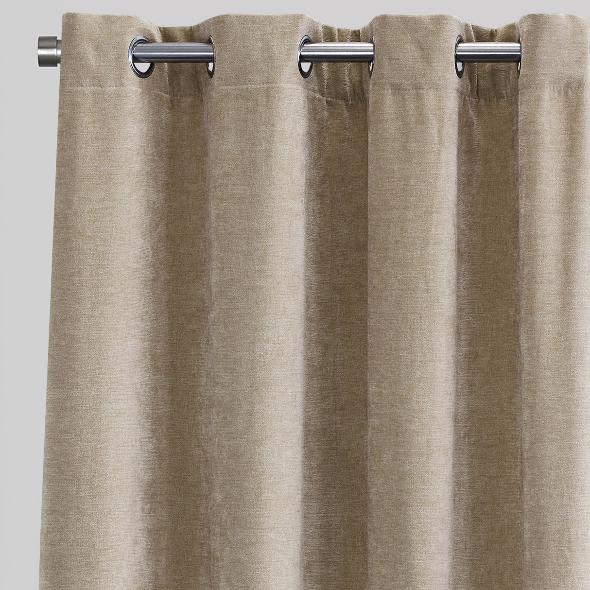 Vargas Curtain Panels Chenille Fabric - Solid, Beige, 54" X 96", Grommet (1 Pair)