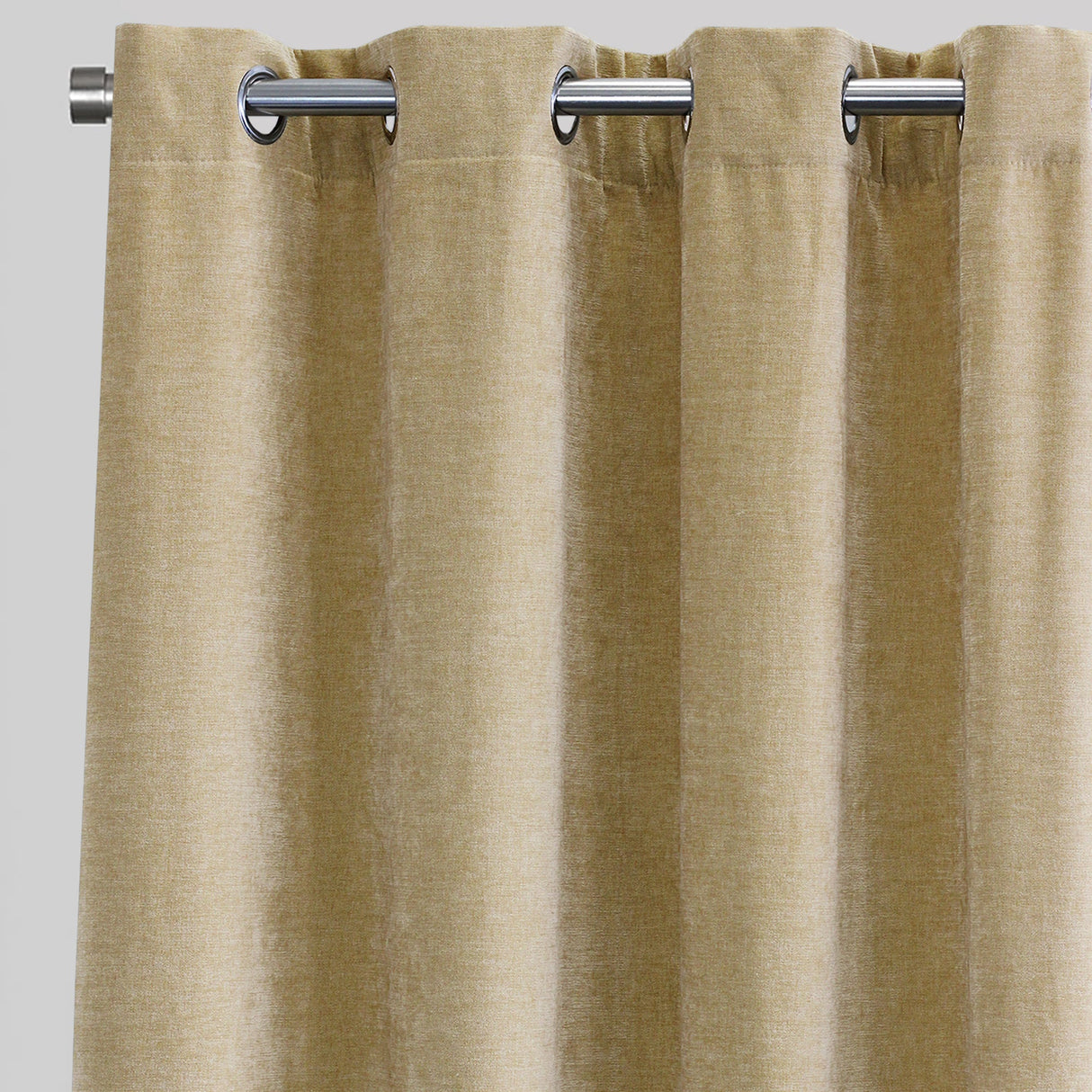 Vargas Curtain Panels Chenille Fabric - Solid, Beige, 54" X 96", Grommet (1 Pair)