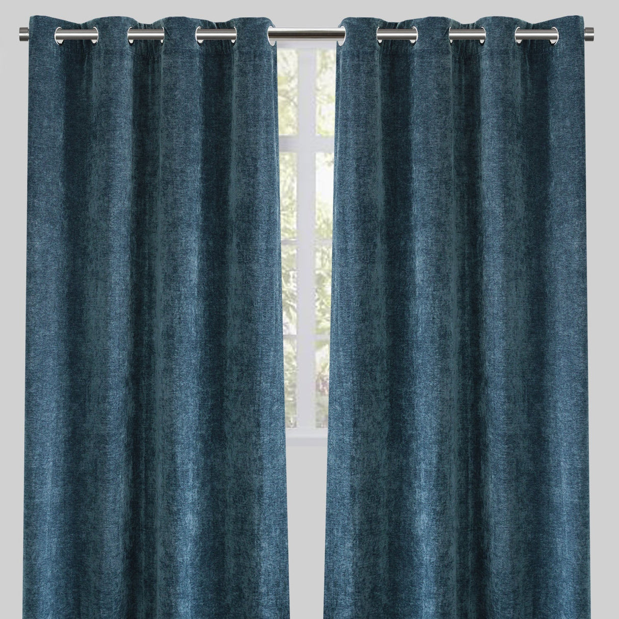 Vargas Curtain Panels Chenille Fabric - Solid, Beige, 54" X 96", Grommet (1 Pair)