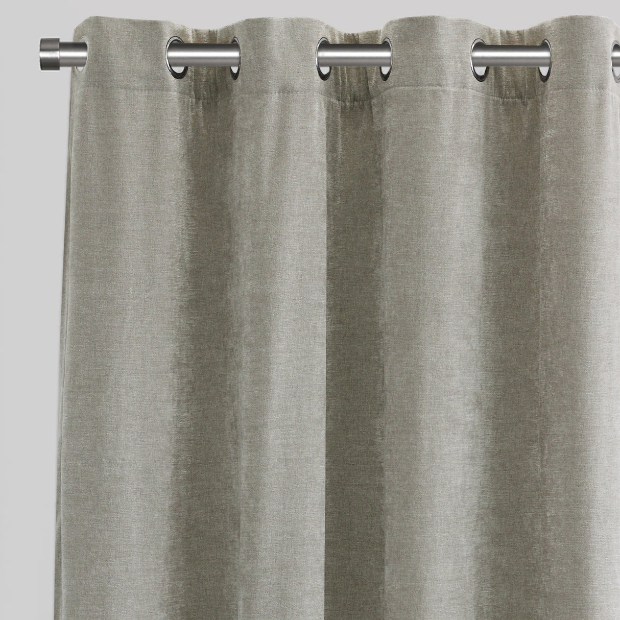 Vargas Curtain Panels Chenille Fabric - Solid, Beige, 54" X 96", Grommet (1 Pair)