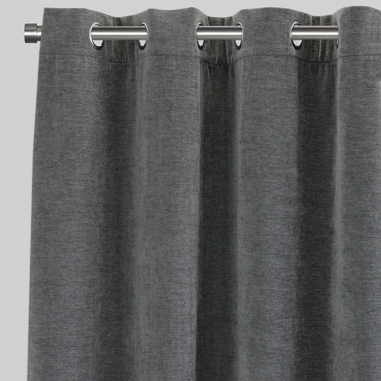 Vargas Curtain Panels Chenille Fabric - Solid, Beige, 54" X 96", Grommet (1 Pair)