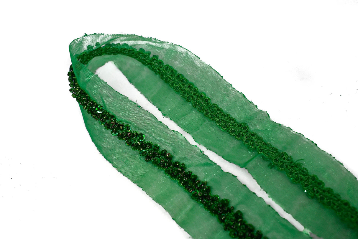 Beaded Sequins Organza Trim 1.50"