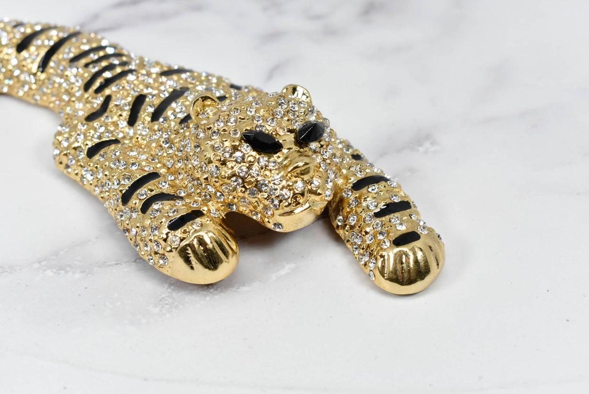 Rhinestone Cheetah Buckle Applique 7 3/4" x 2"