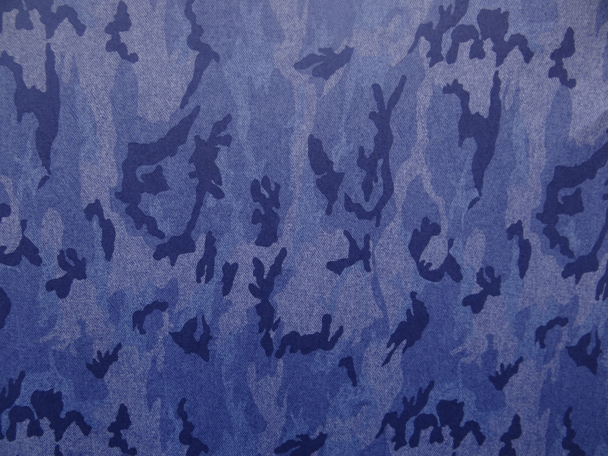 Denim Camouflage Polyester Spandex Fabric - Denim Camouflage Print, 58"/60" Width (1 Yard)