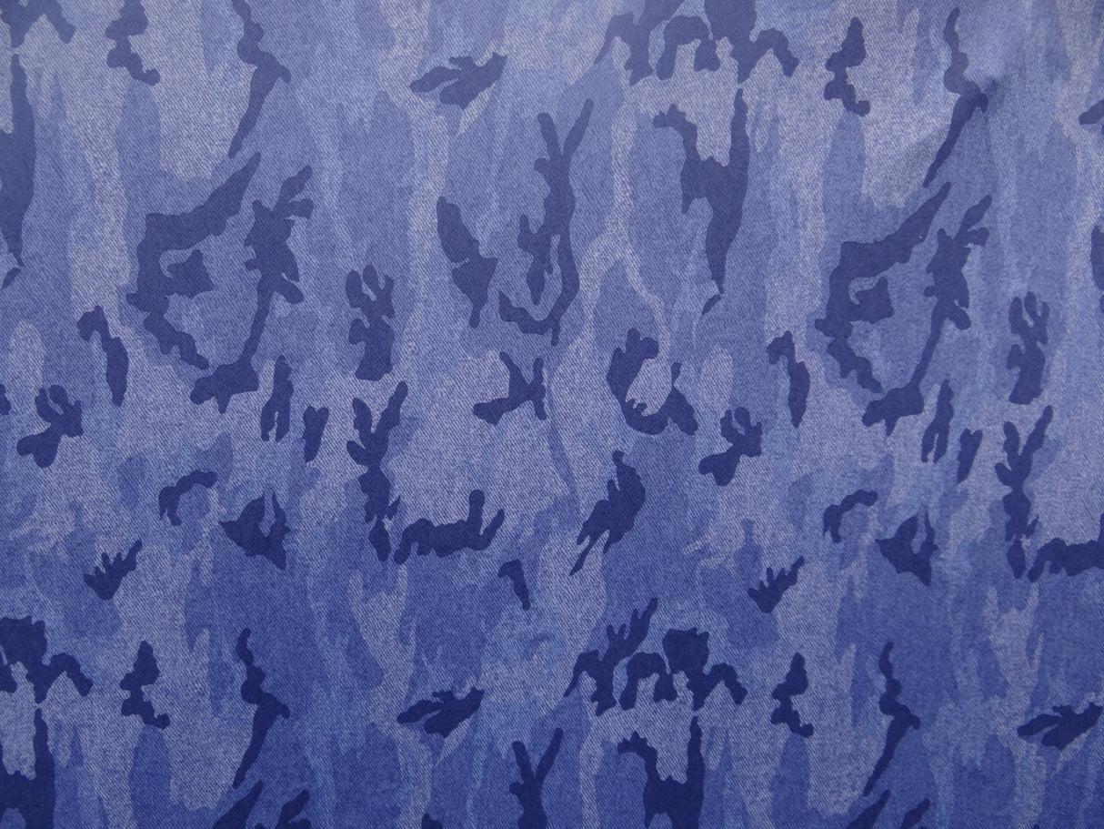 Denim Camouflage Polyester Spandex Fabric - Denim Camouflage Print, 58"/60" Width (1 Yard)