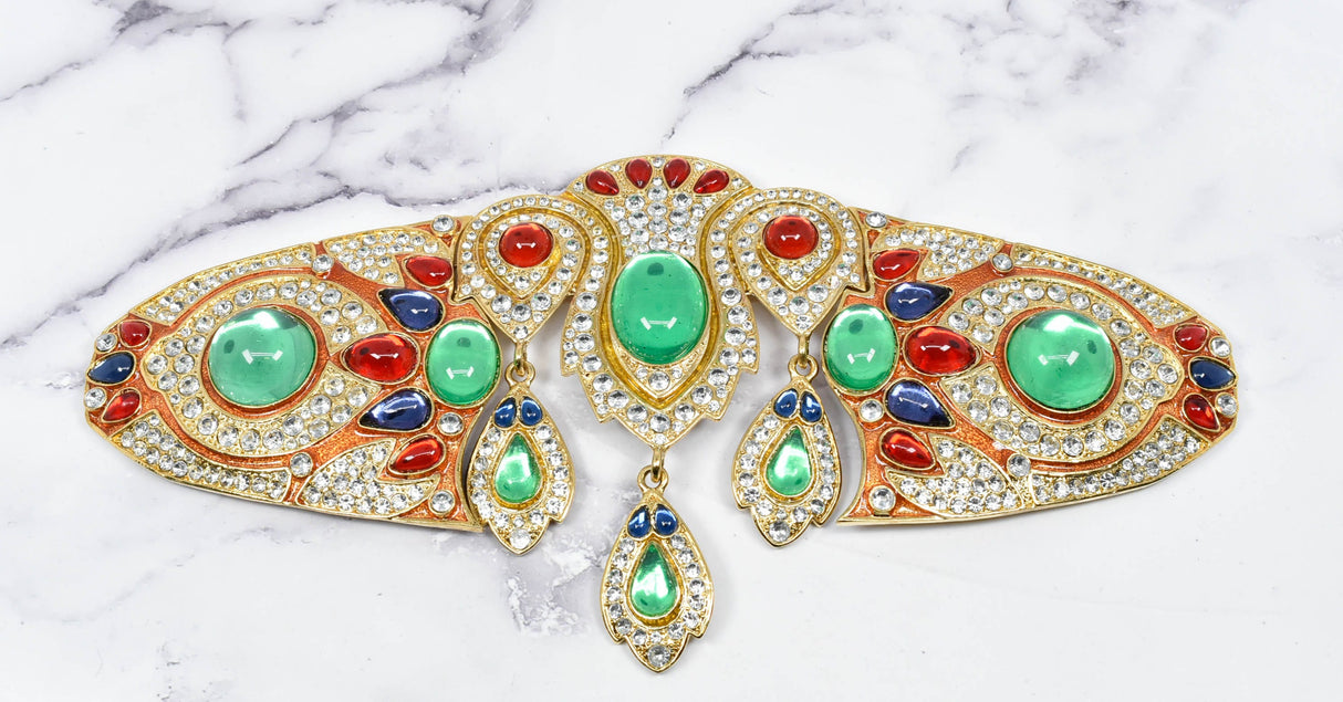 Rhinestone Buckle Applique with Gem Dangles