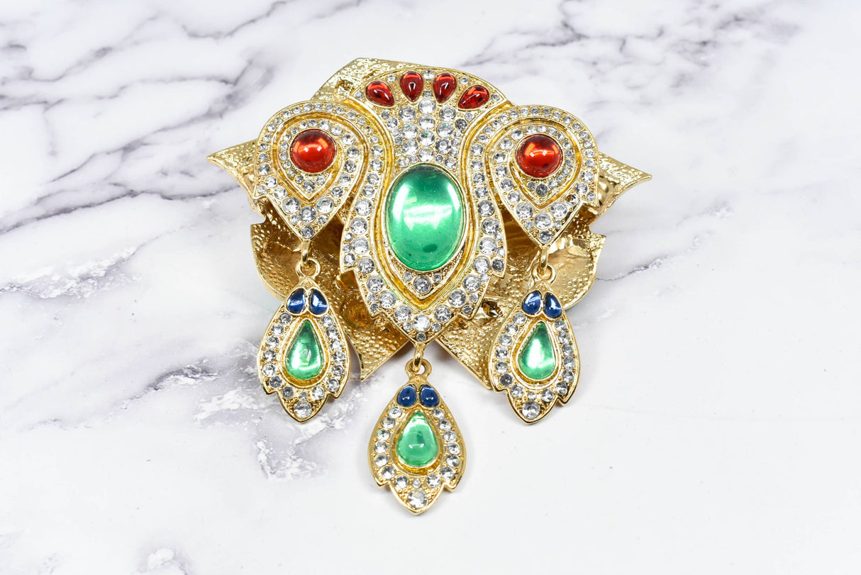 Rhinestone Buckle Applique with Gem Dangles