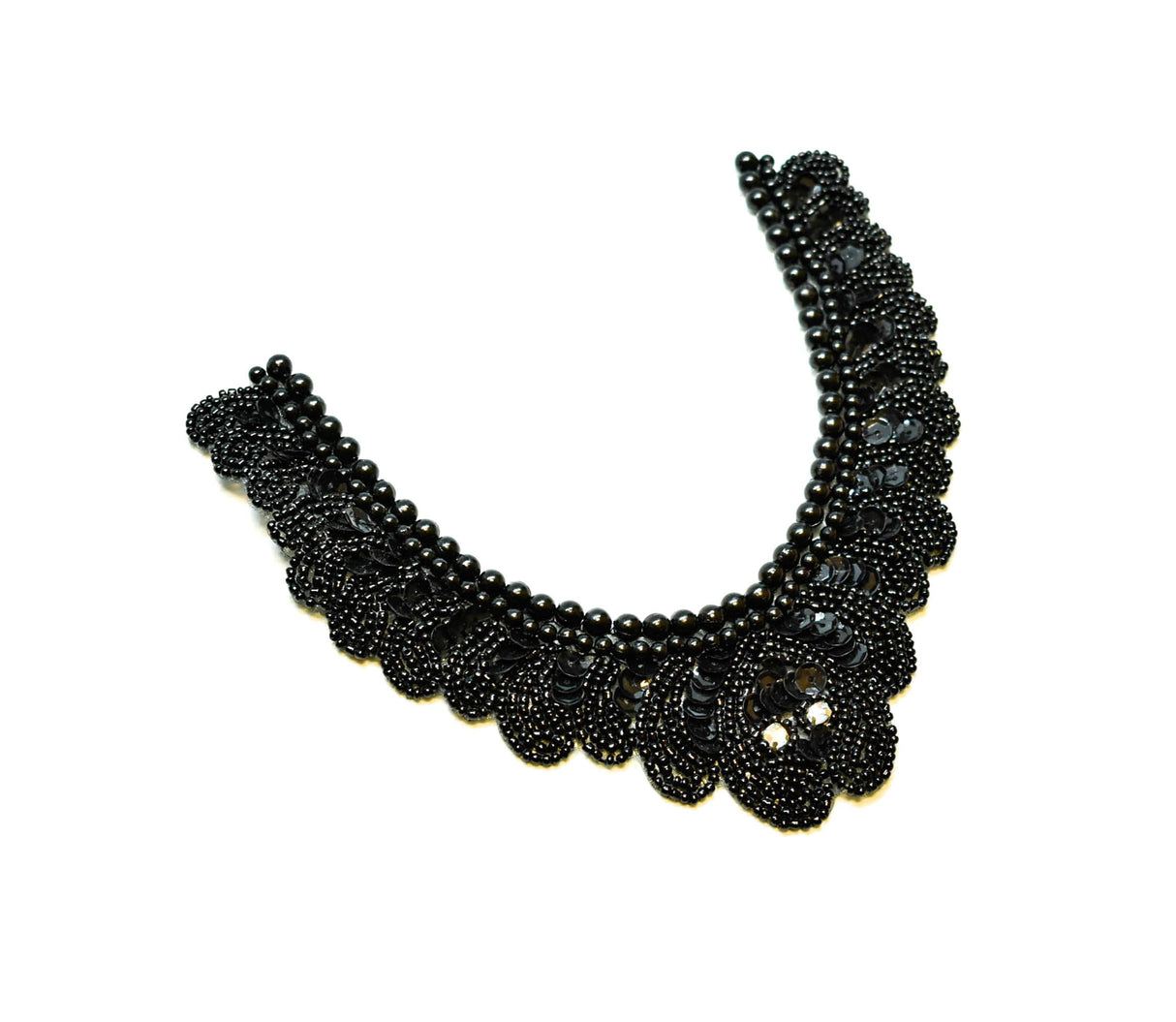 Beaded Neck Applique Black Orange