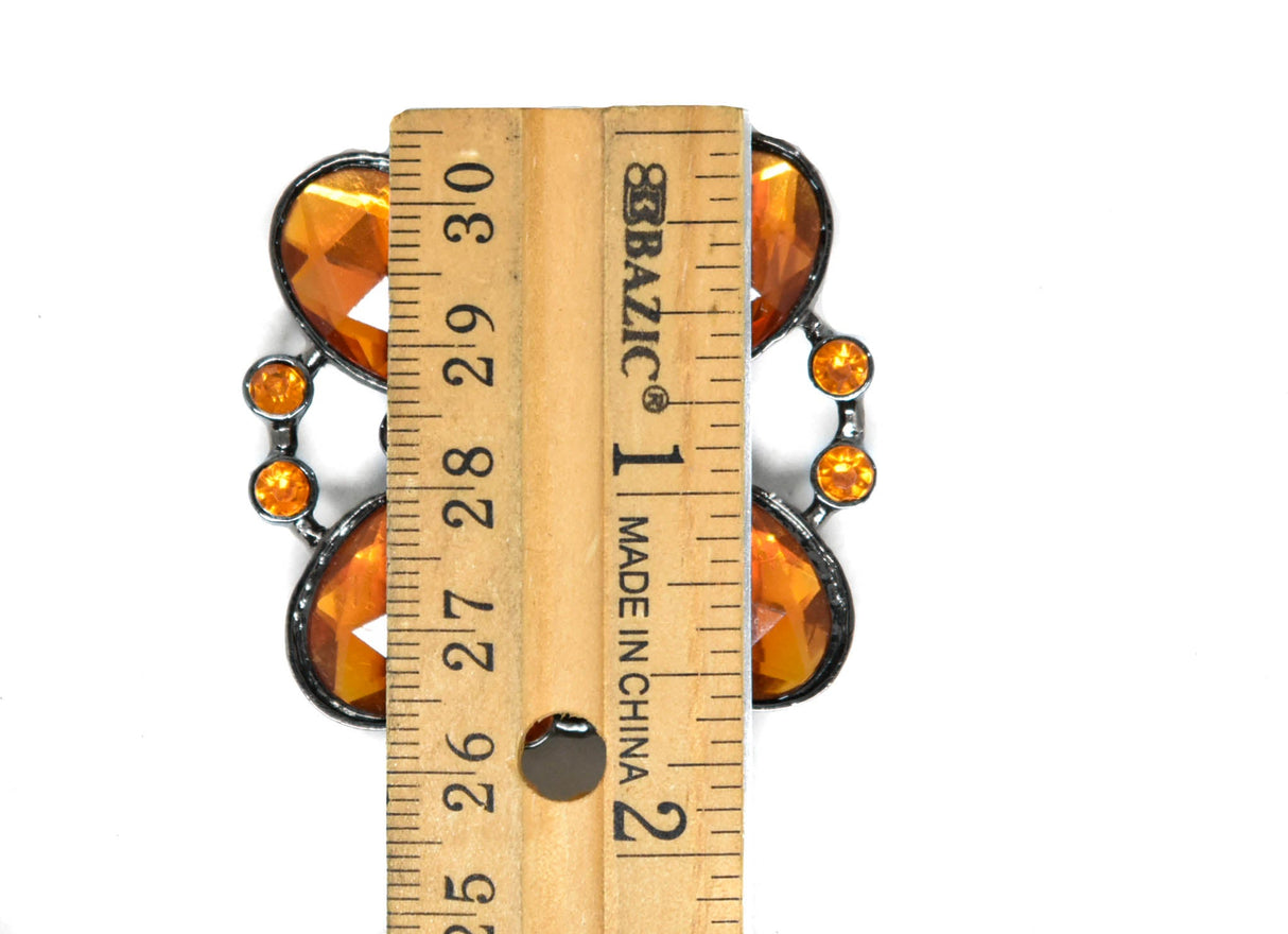 Rhinestone Flower Brooch Orange 1.60"