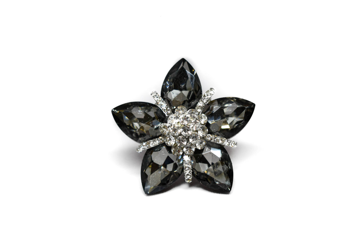 Crystal Floral Brooch 1.50"