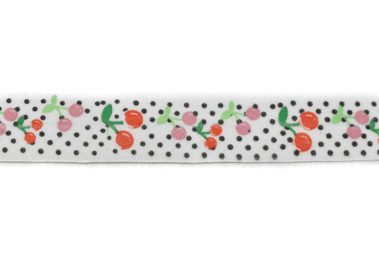 Fold-Over Elastic Cherry Print 0.63"