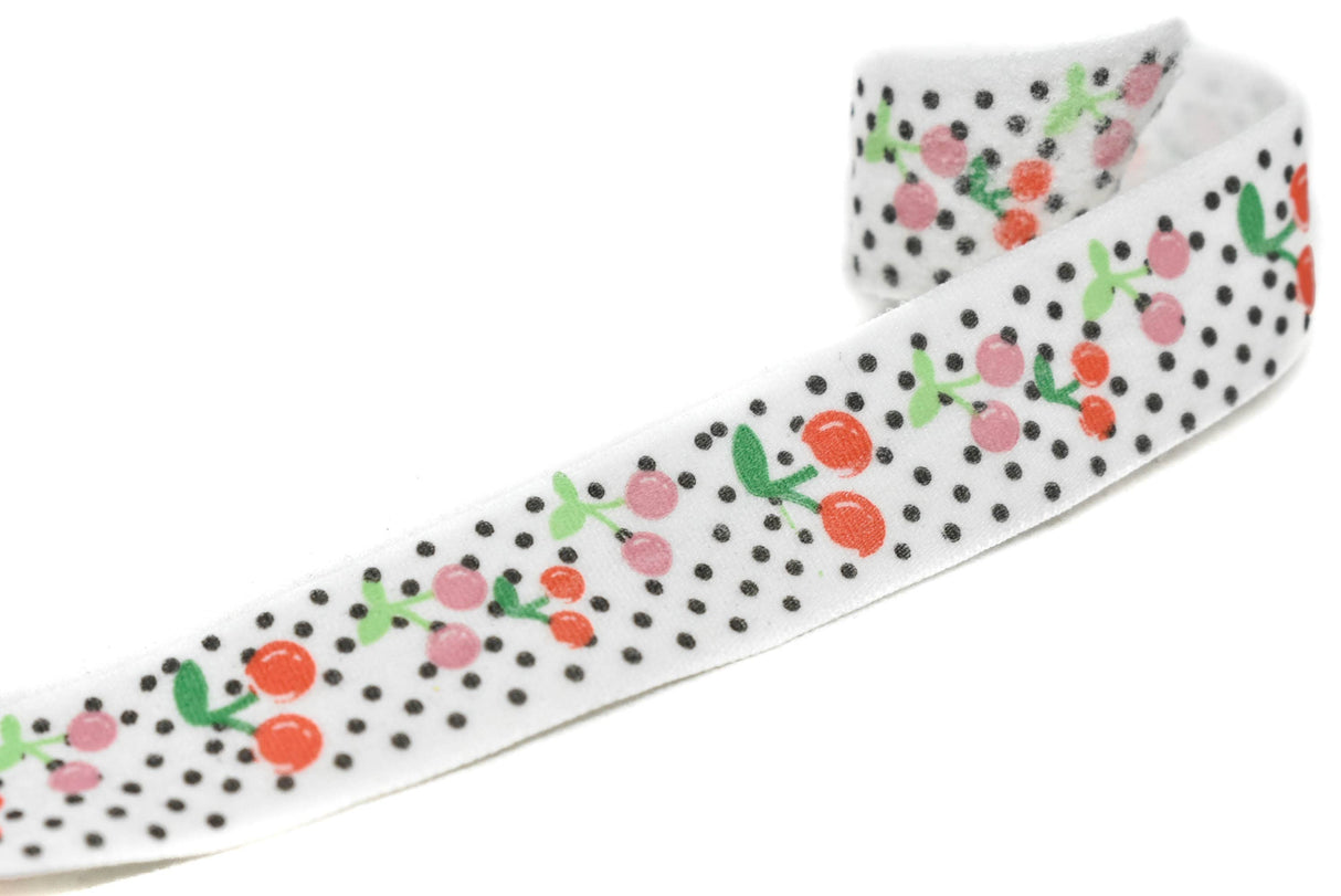 Fold-Over Elastic Cherry Print 0.63"