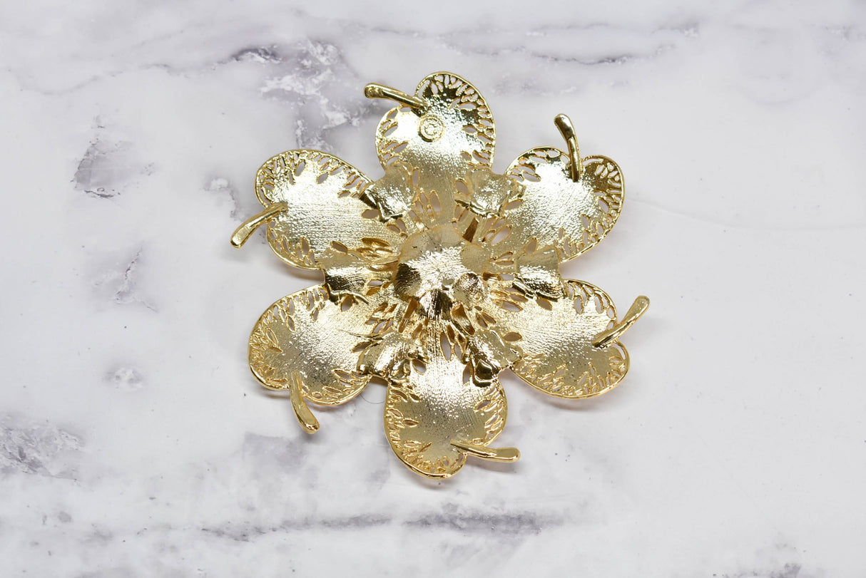 Flower Buckle Gold Rhinestone