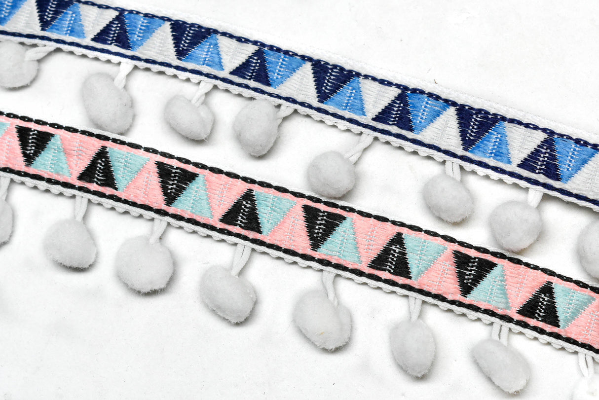 Pom-Pom Trim Tri-Colored 1.50"