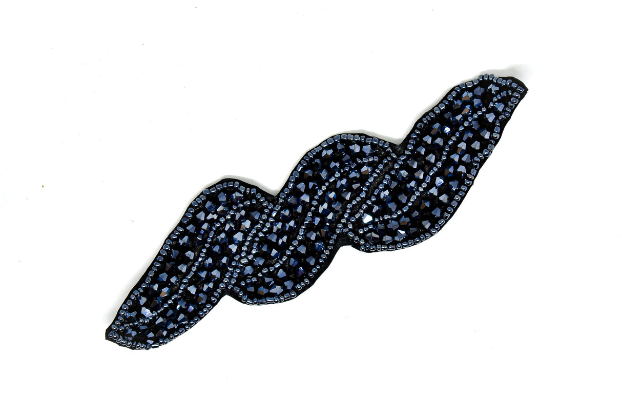 Leaf Rhinestone Beaded Applique 6" x 1.90"