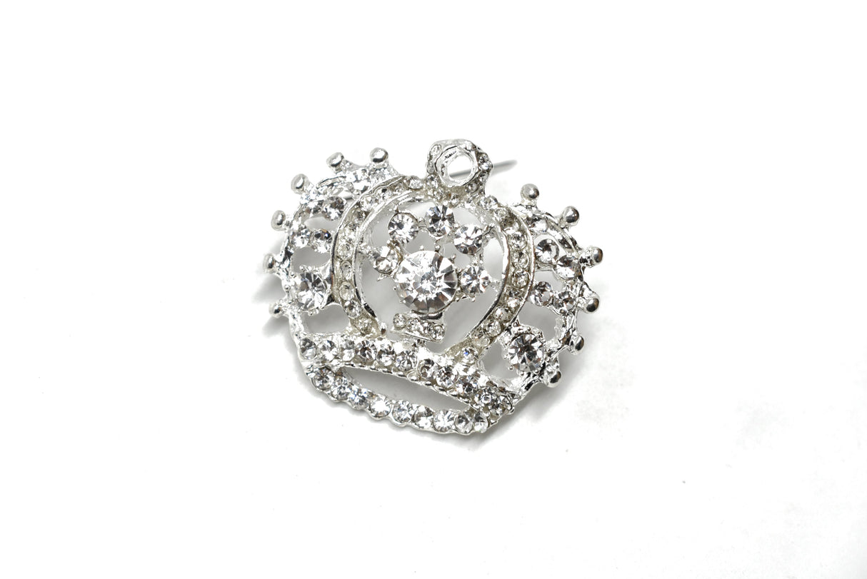 Rhinestone Crown Brooch 1.75 x 1.50