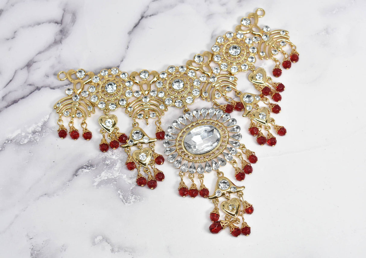 Rhinestone Connector Buckle Gold Dangling 6 x 5