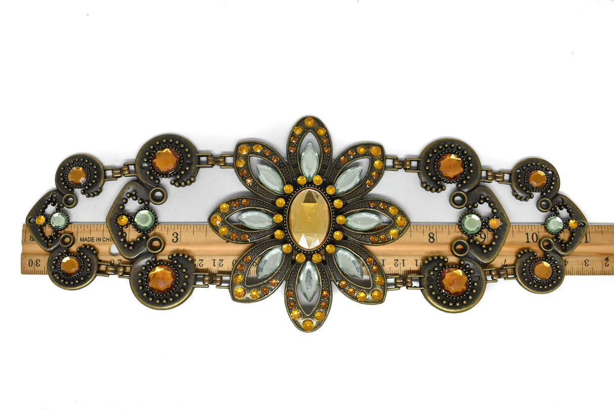 Vintage Flower Buckle Connector Gold 11 x 4.25