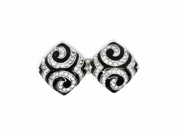 Rhinestone Connector Black White 2x2