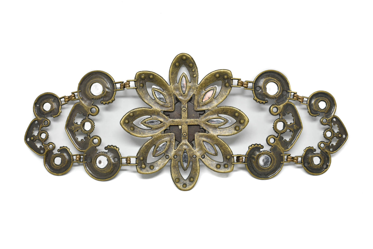 Vintage Flower Buckle Connector Gold 11 x 4.25