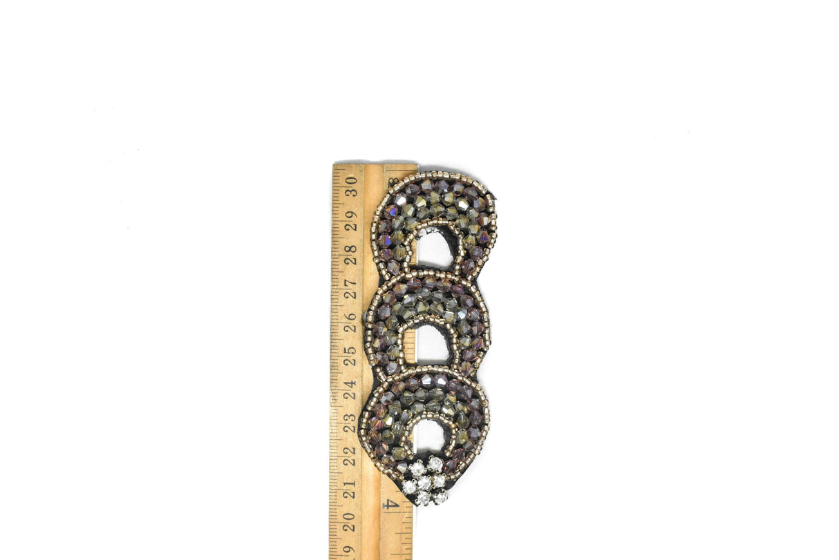 Rhinestone Patch Triple Loop Purple 3.95in