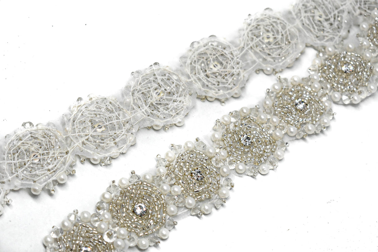 Beaded Flower Trim 1.50"