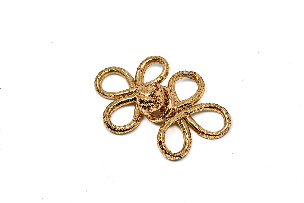 Flower Loop Button Metallic Gold 4 x 2