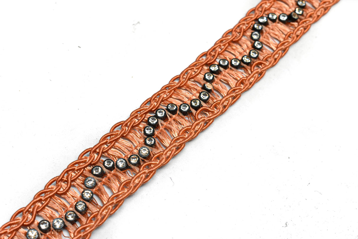 Rhinestone Trim Raffia 1" Yard
