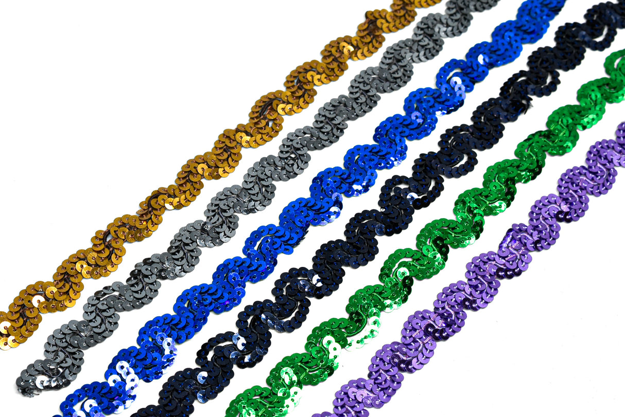 Sequins Trim Wavy 0.50" 1 Yard