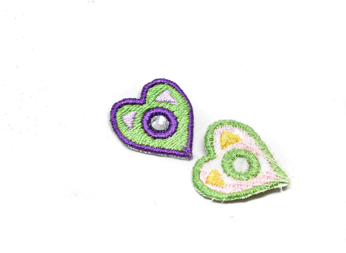 Heart Applique Two-Tone Rhinestone 1" x 0.75"