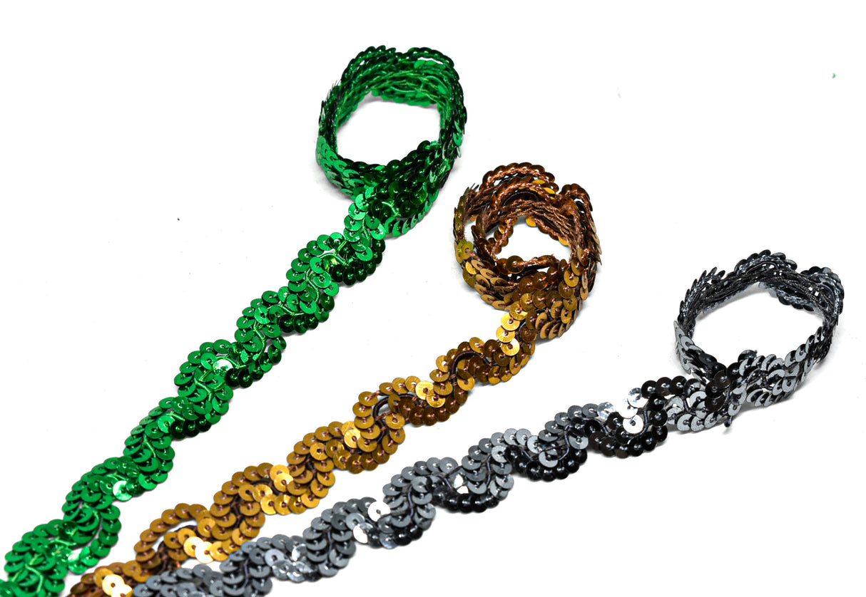 Sequins Trim Wavy 0.50" 1 Yard
