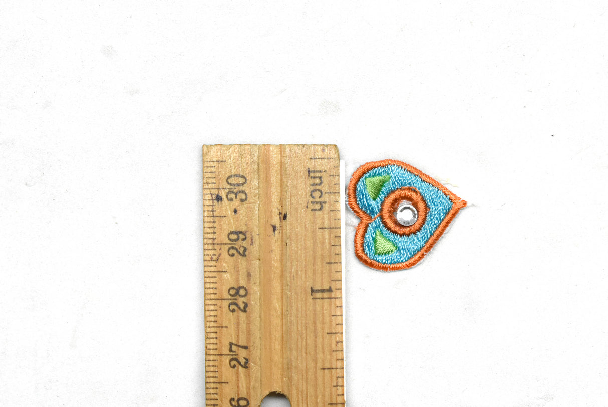 Heart Applique Two-Tone Rhinestone 1" x 0.75"