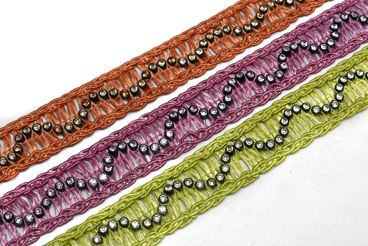 Rhinestone Trim Raffia 1" Yard