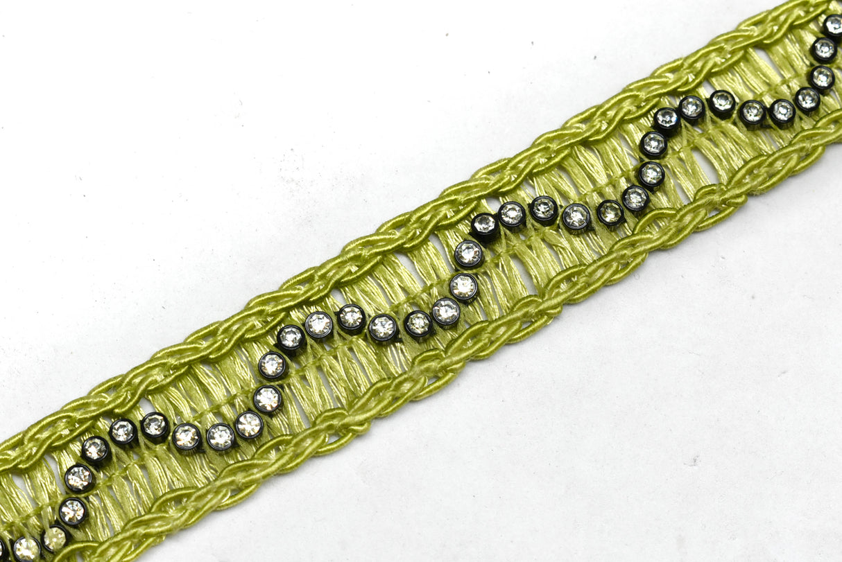 Rhinestone Trim Raffia 1" Yard