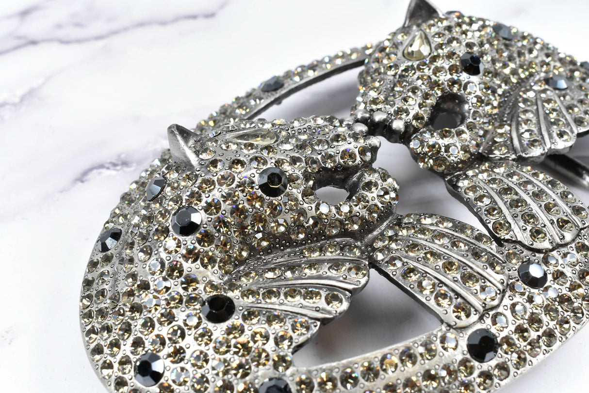 Rhinestone Lion Buckles Metal Double-Headed