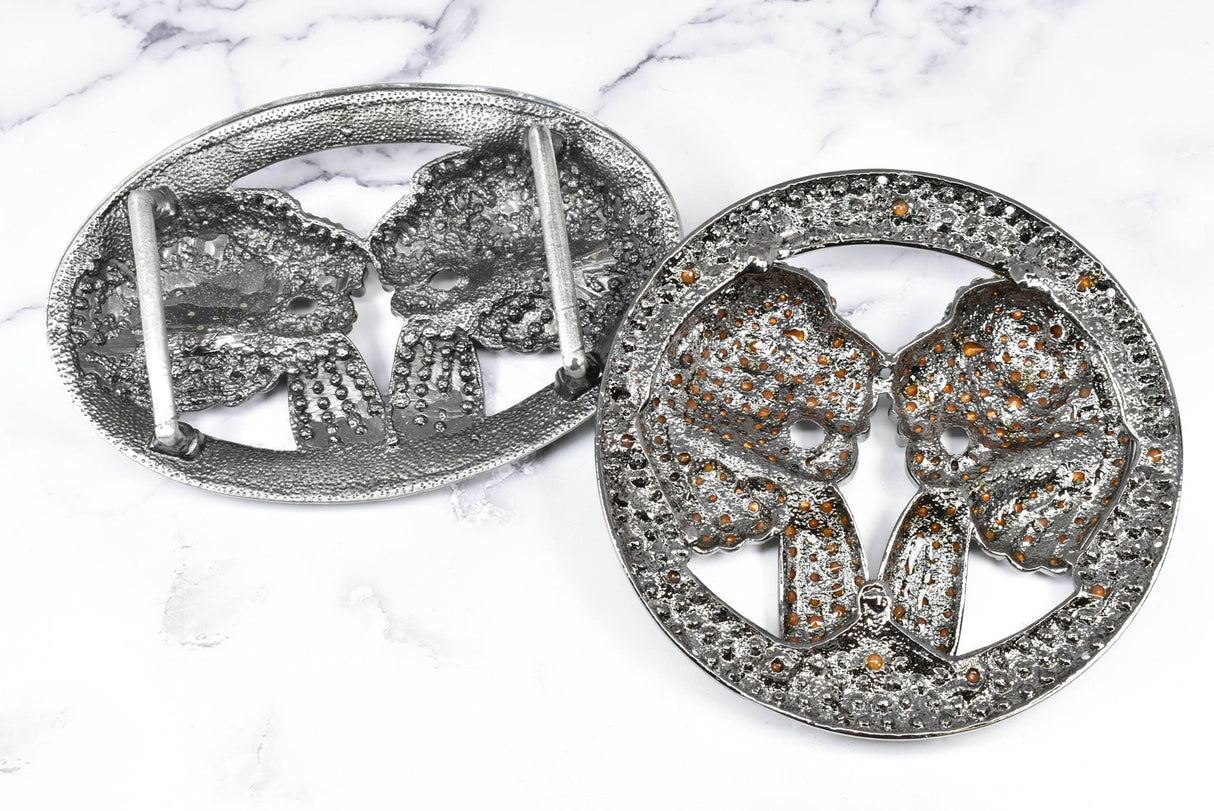 Rhinestone Lion Buckles Metal Double-Headed