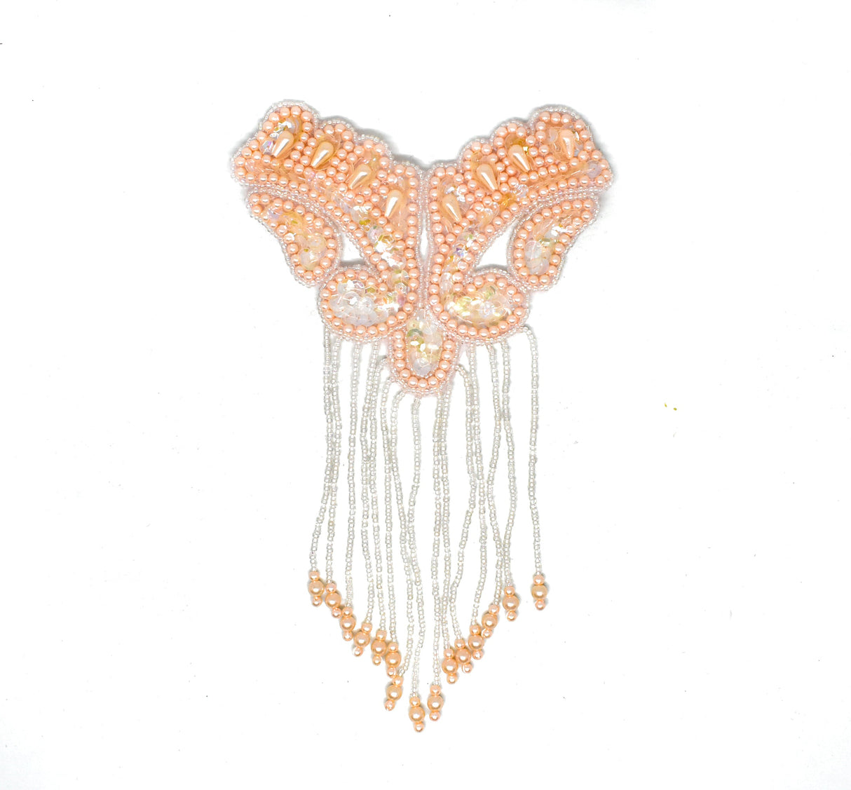 Beaded Fringe Applique Black Gold 8.5x5.5