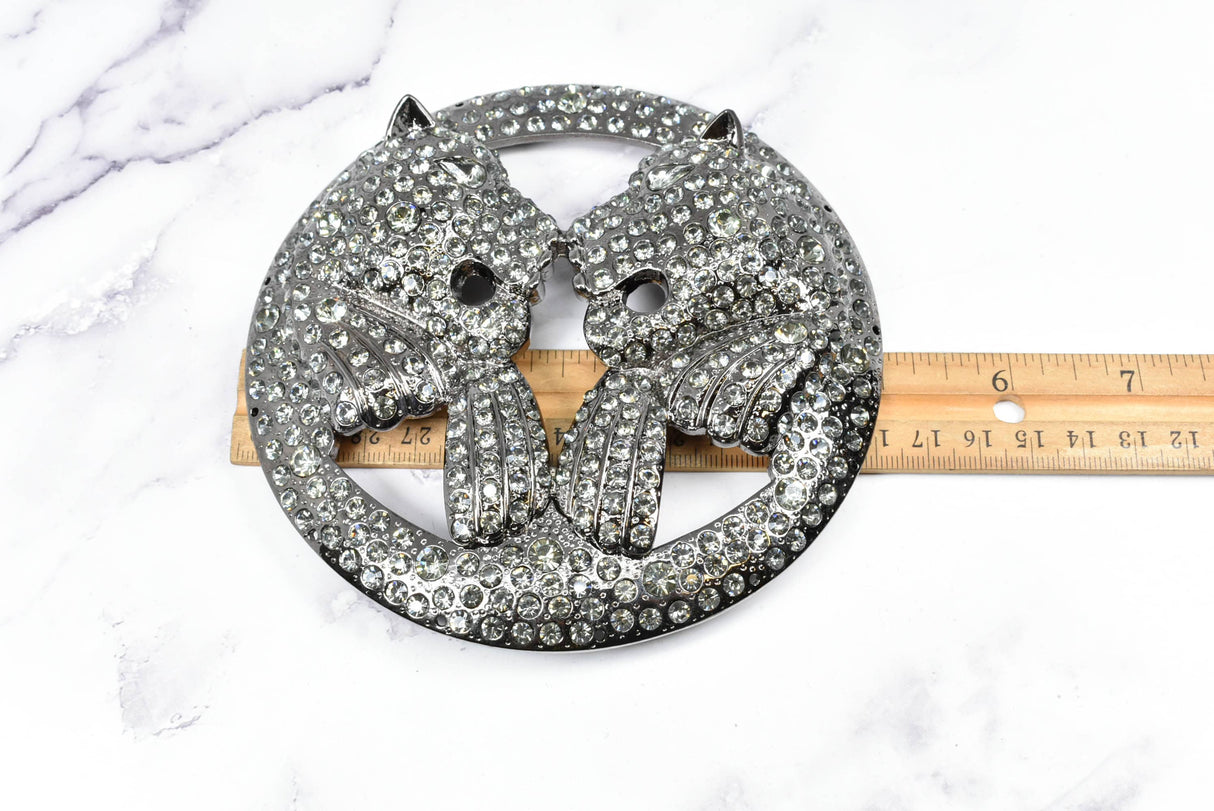 Rhinestone Lion Buckles Metal Double-Headed