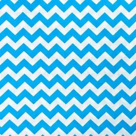 1/2″ Half Inch Chevron Turquoise and White Poly Cotton Fabric