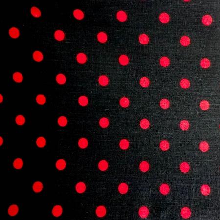 1/2″ Half Inch Red Polka Dot on Black Poly Cotton Fabric,