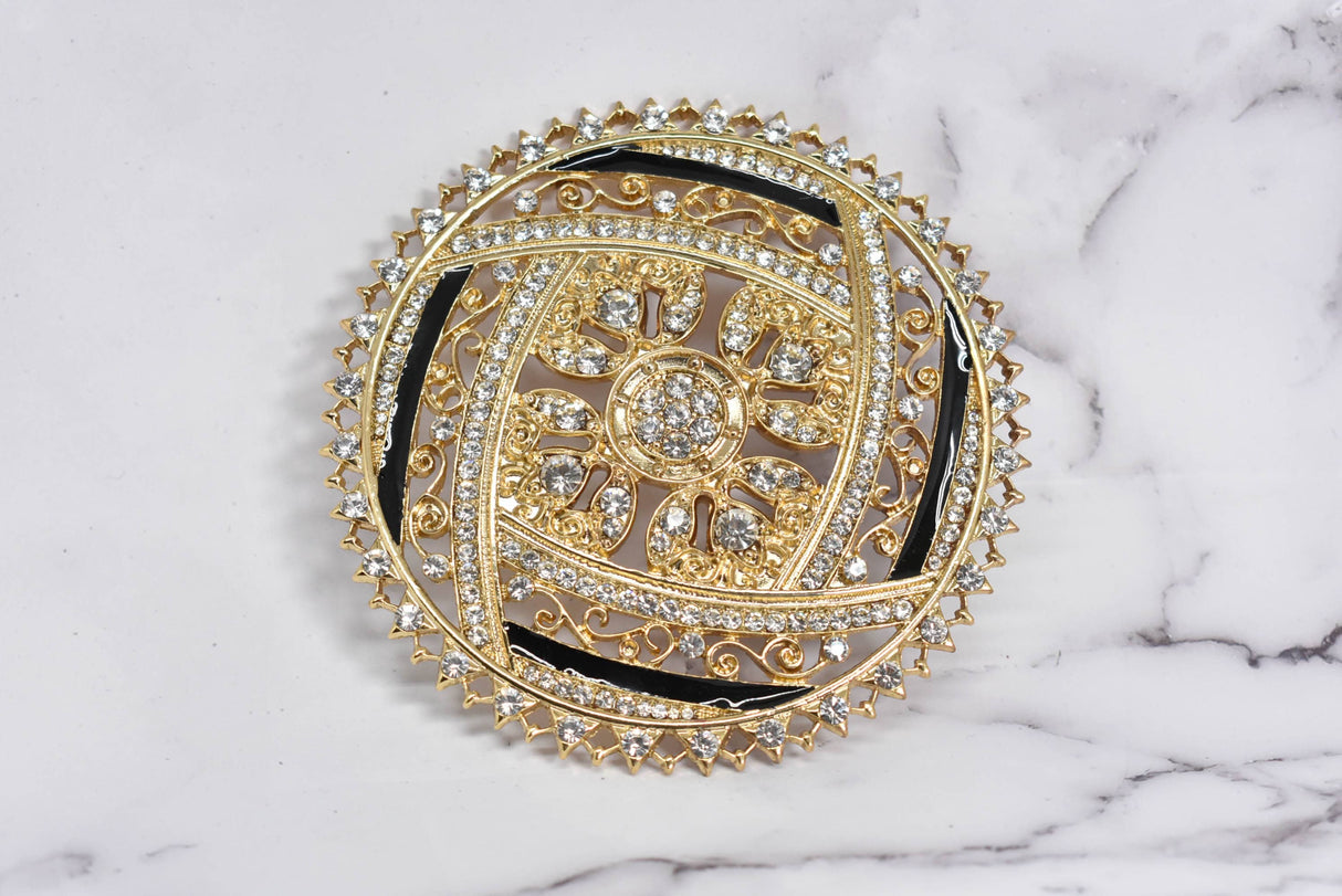 Rhinestone Buckle Gold 4 1/4
