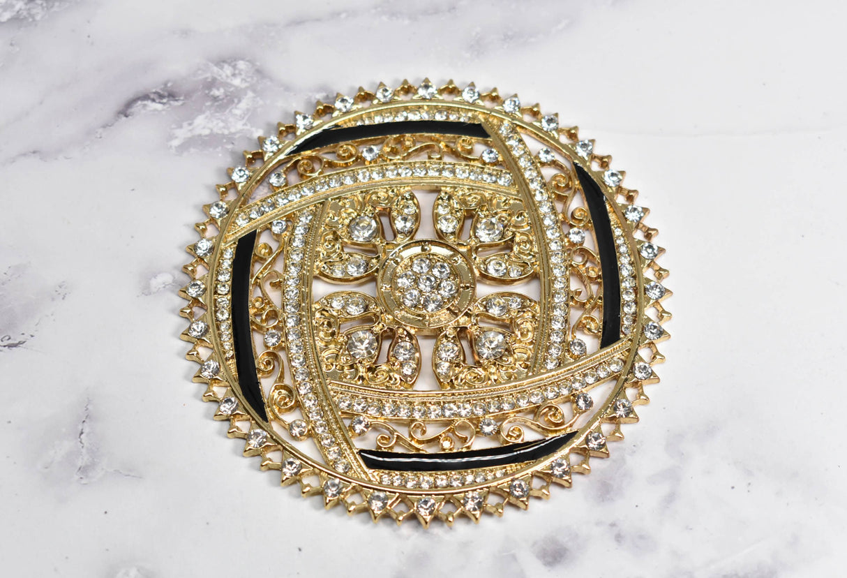 Rhinestone Buckle Gold 4 1/4