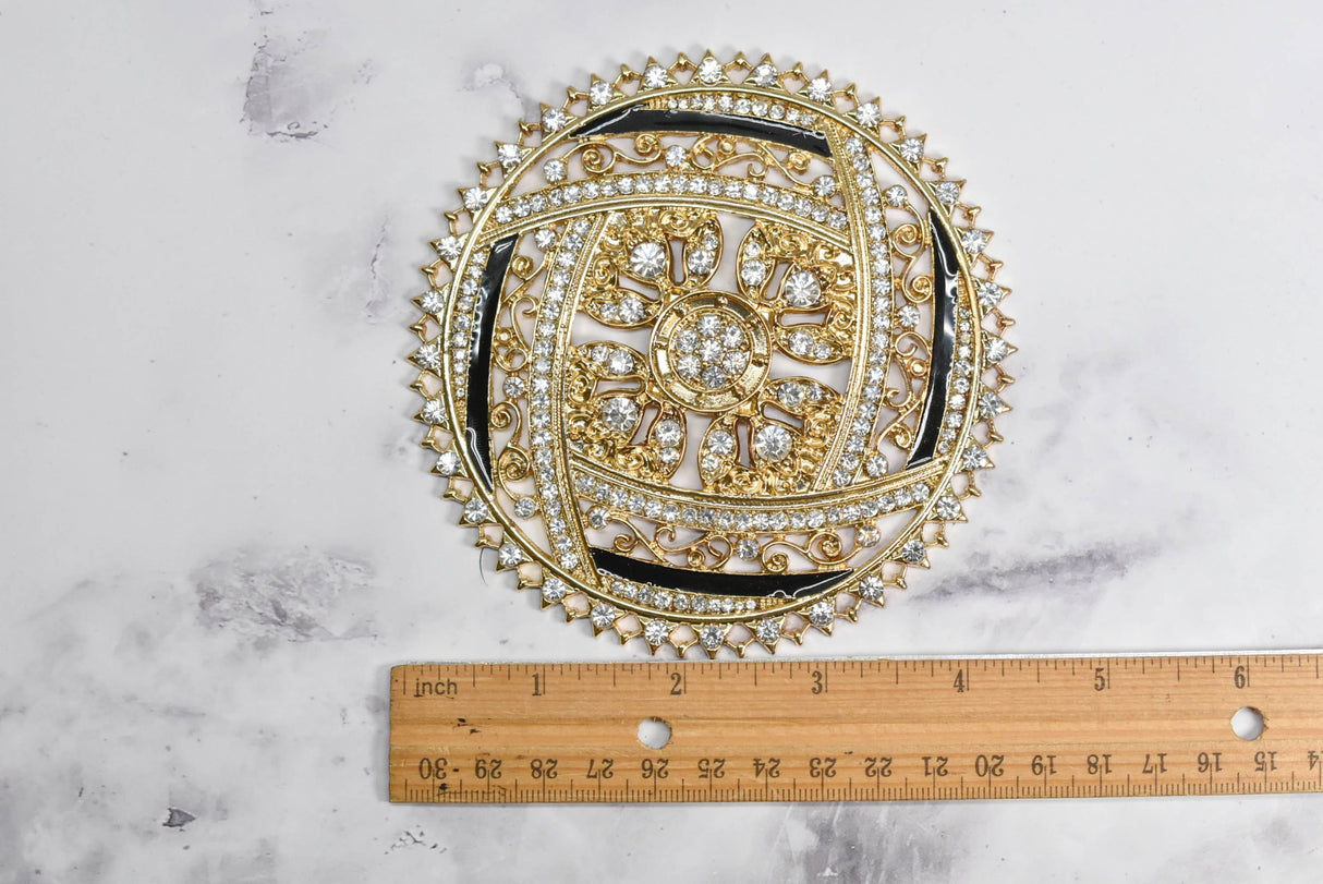 Rhinestone Buckle Gold 4 1/4