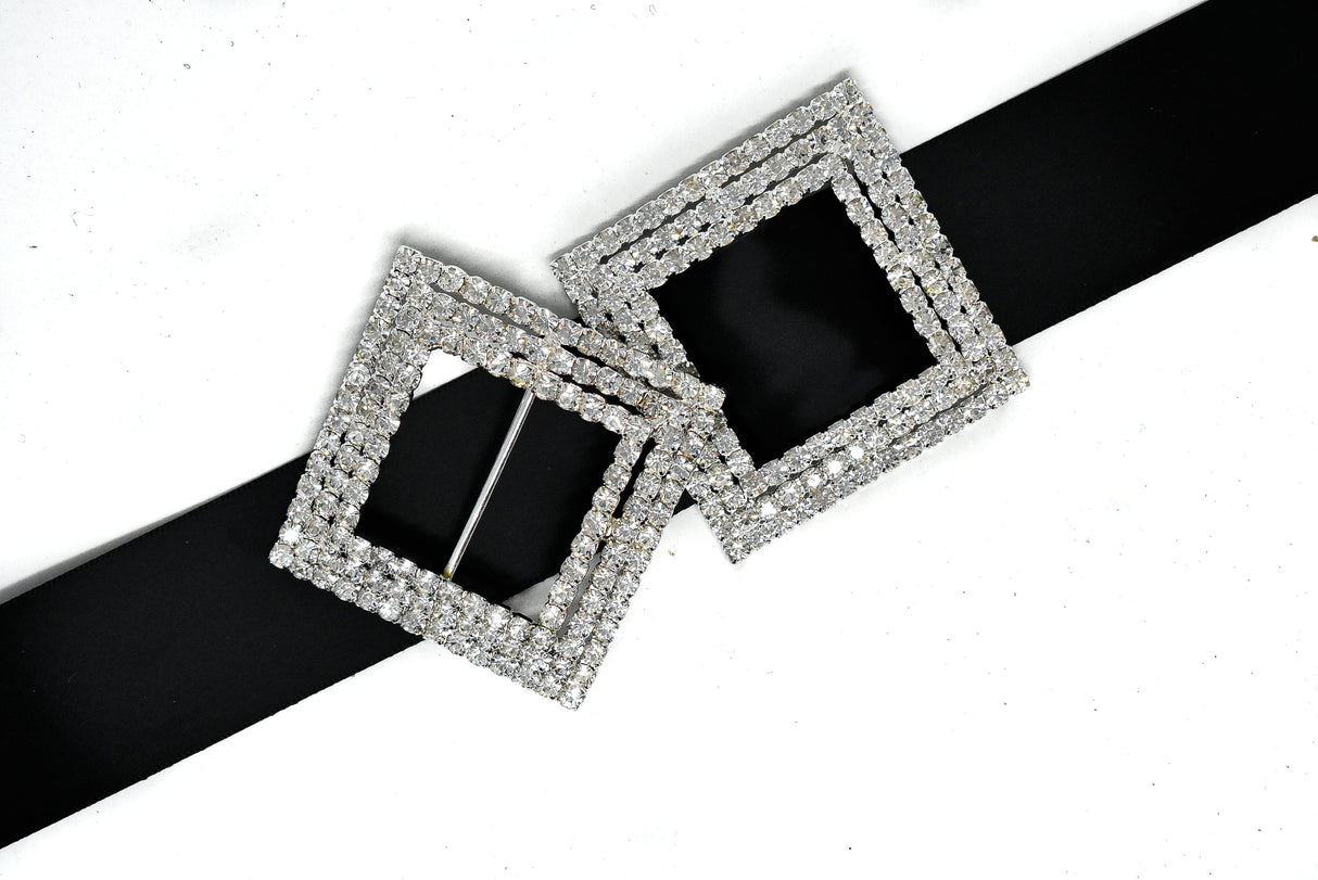 Rhinestone Buckle Square Clear 2.5in