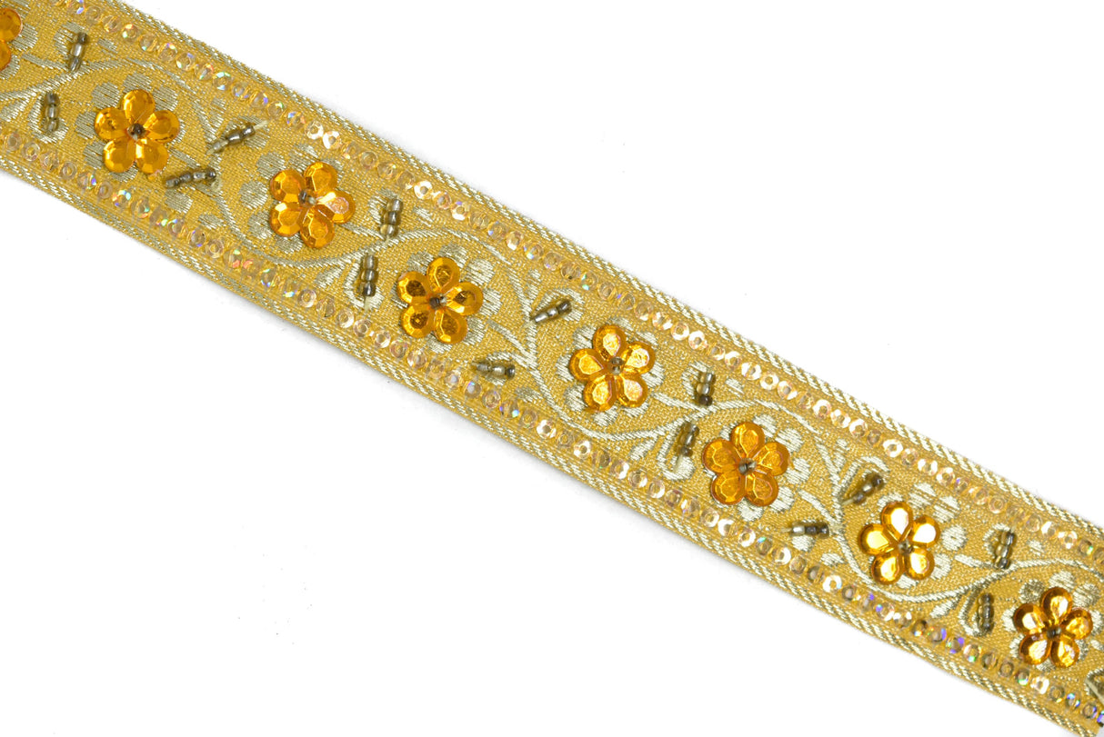 Sequins Embroidered Floral Trim 1 Inch