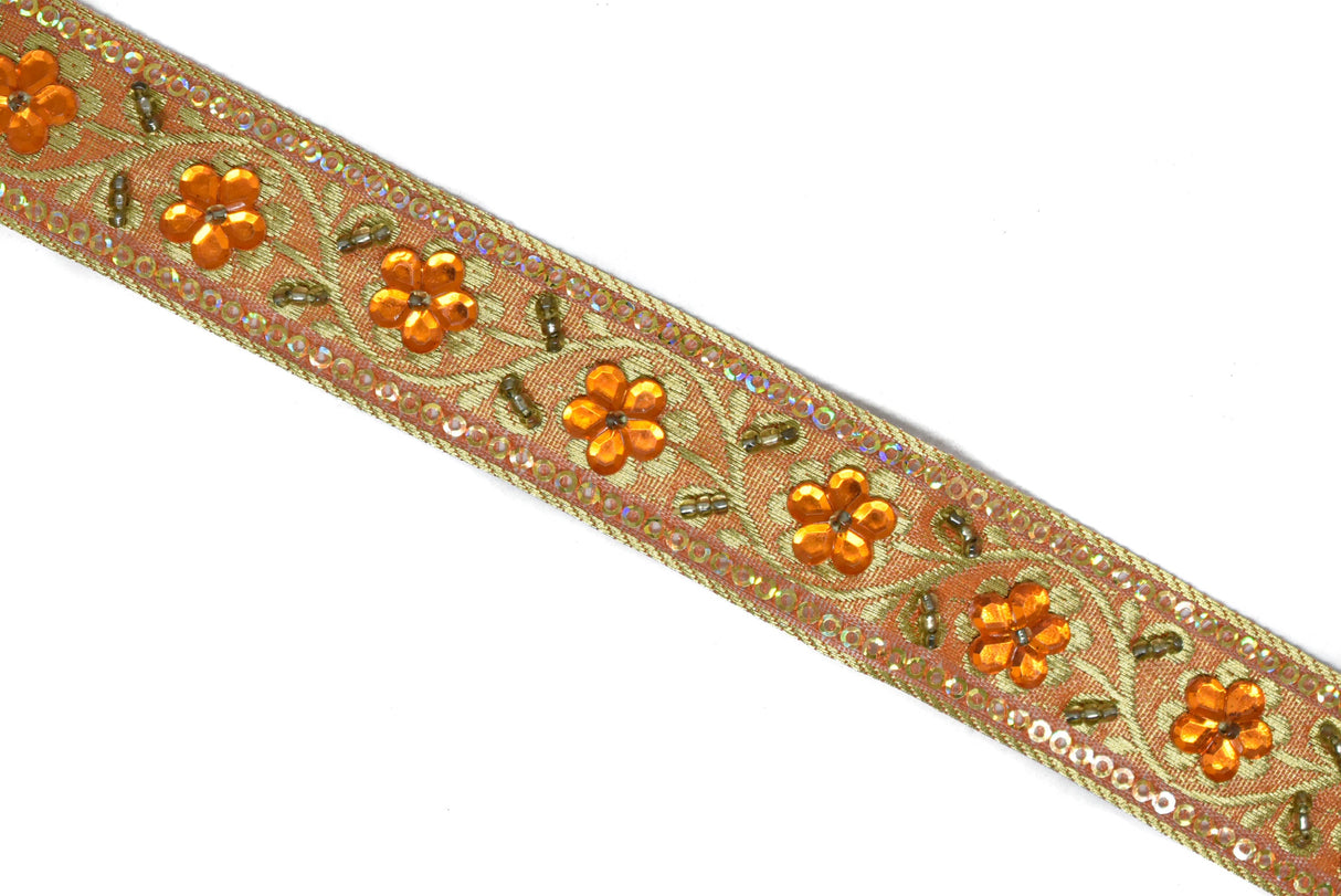 Sequins Embroidered Floral Trim 1 Inch
