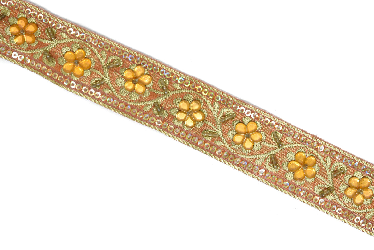 Sequins Embroidered Floral Trim 1 Inch