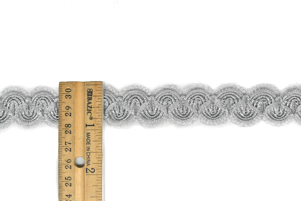 Metallic Ribbon Trim Wavy Silver 1 Inch